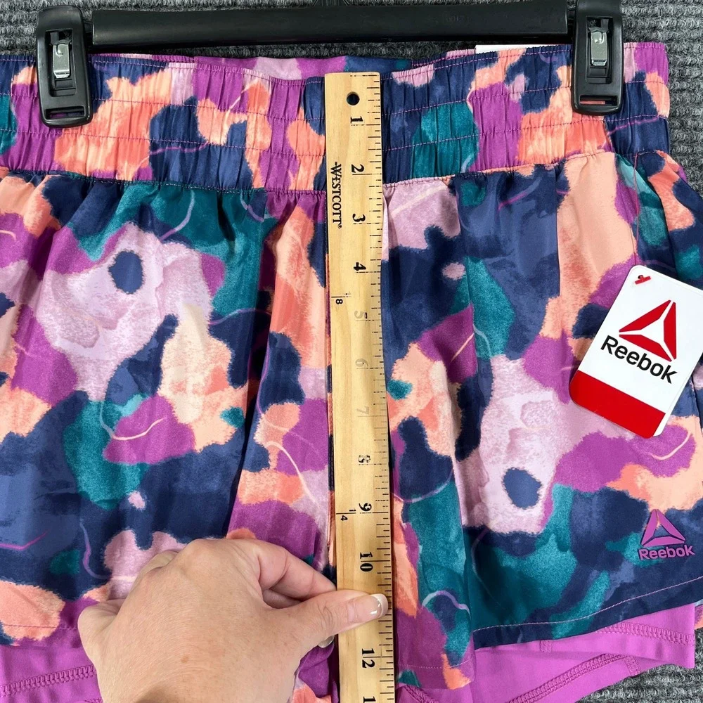 Reebok Printed Reflex Short Womens S Abstract Floral 2-in-1 Running Gym Workout